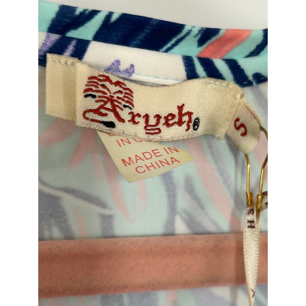 NEW Aryeh Womens V Neck Short Sleeve Floral Print Dress‎ Blue Vacation Beach - Picture 3 of 10
